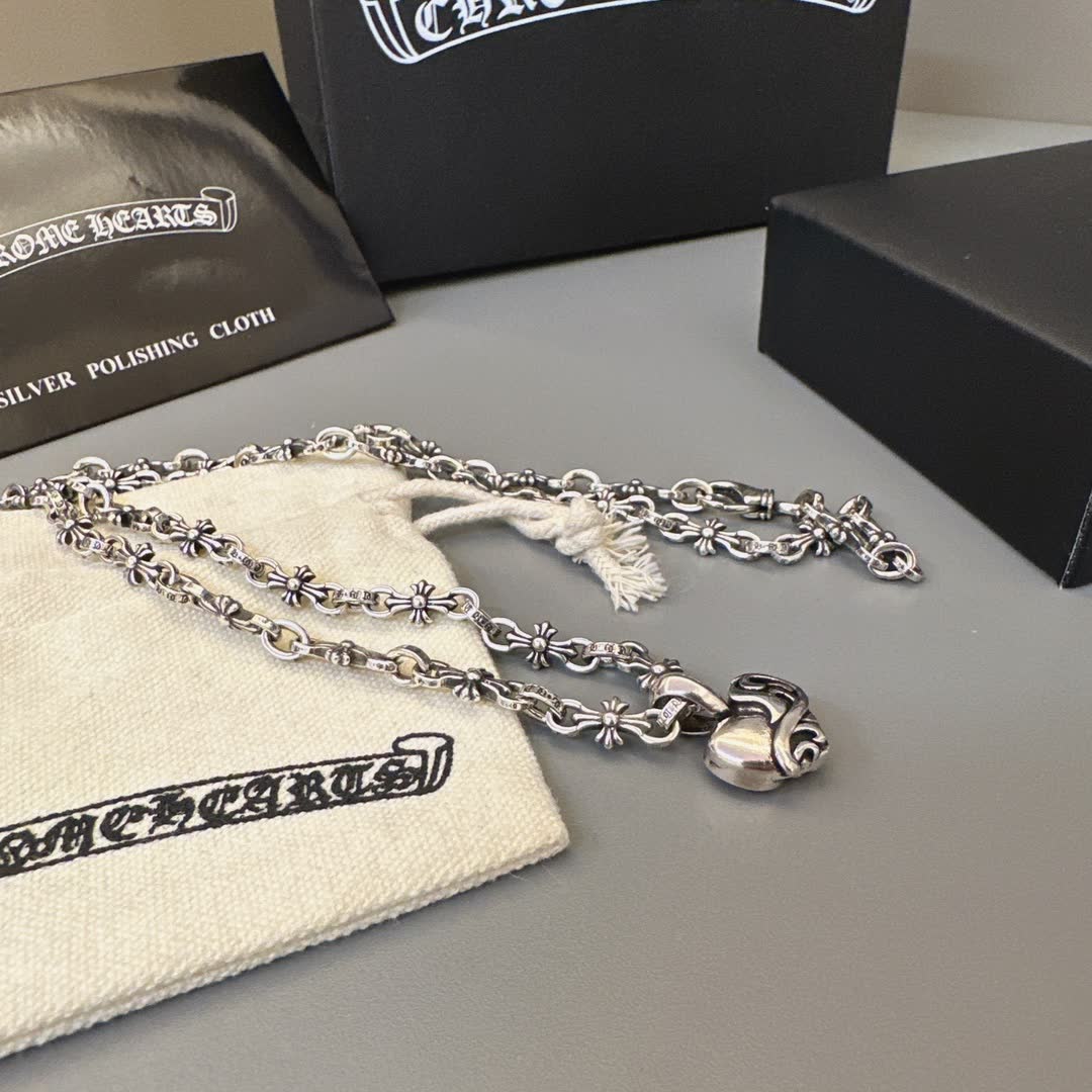 Chrome Hearts Silver Heart Pendant Necklace
